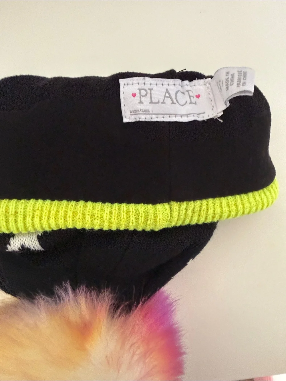 Kids Star Beanie w/ Pink Pom & Black Winter Gloves